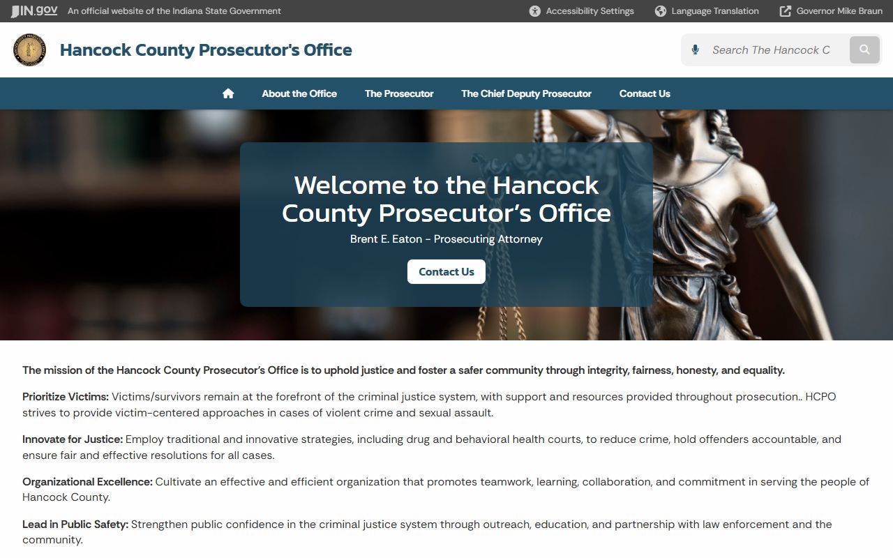 Hancock County Prosecutor office page for court records after arrest